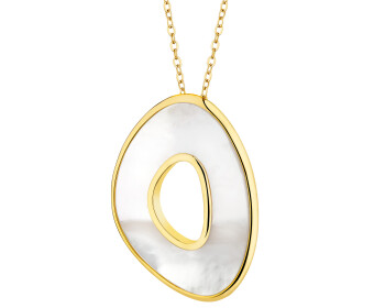 Naszyjnik z mosiądzu pozłacany z masą perłową