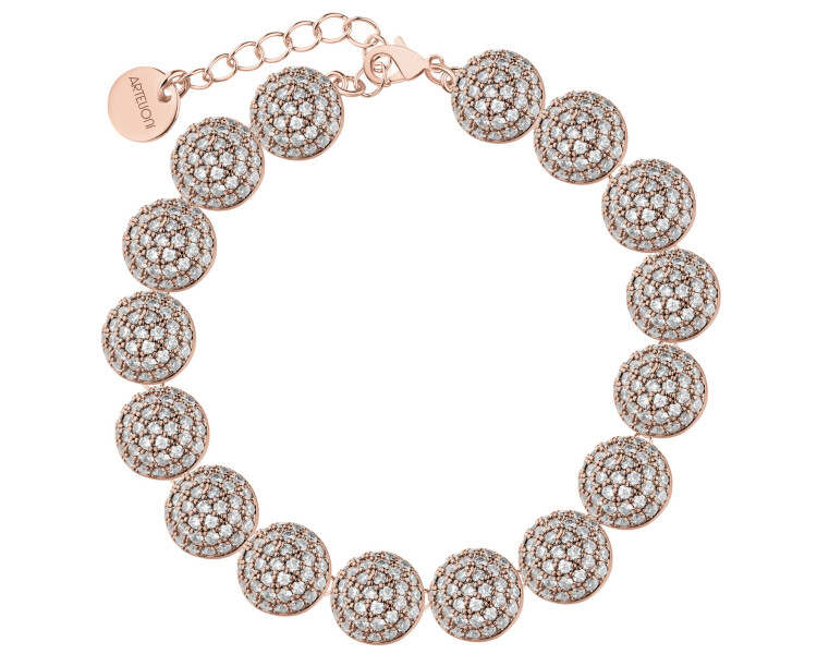 Bransoletka z mosiądzu pozłacana z cyrkoniami