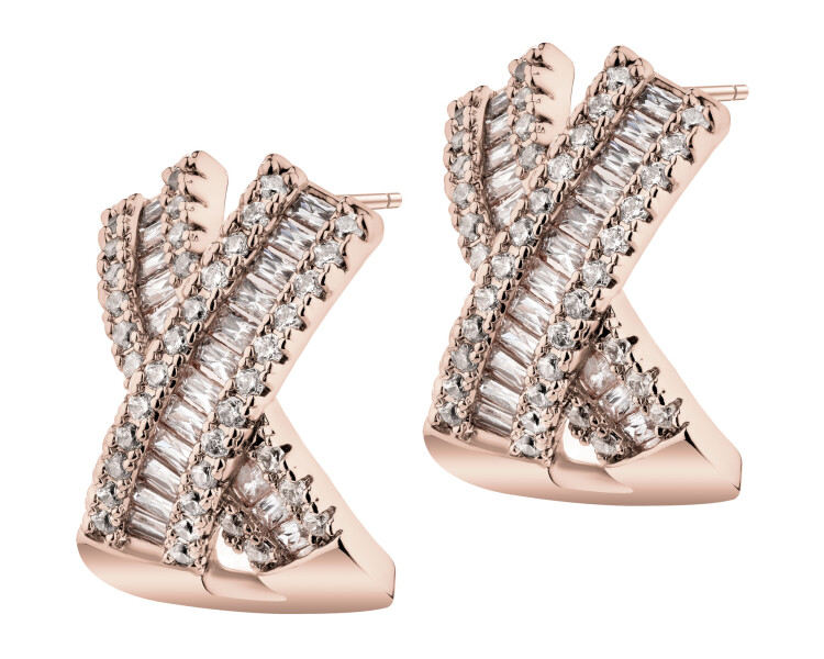 Kolczyki z mosiądzu pozłacane z cyrkoniami