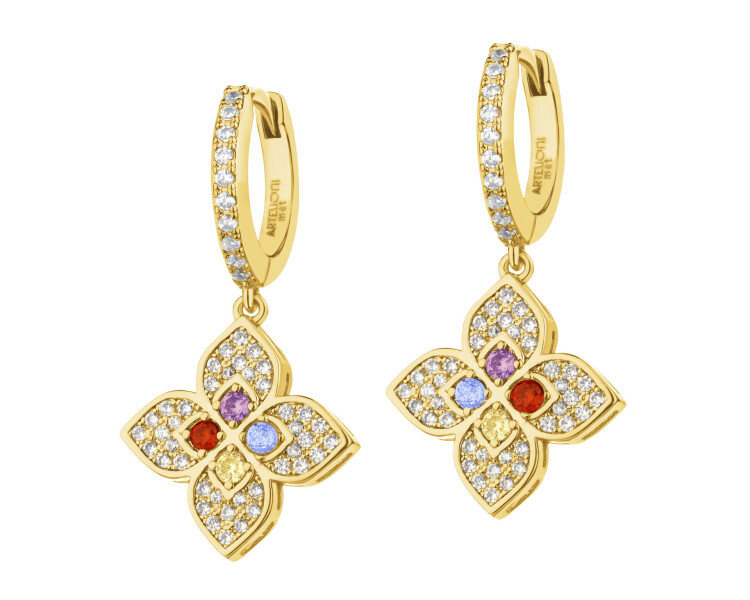 Kolczyki z mosiądzu pozłacane z cyrkoniami