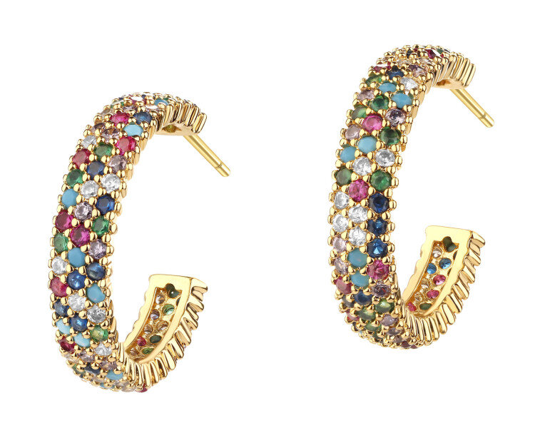 Kolczyki z mosiądzu pozłacane z cyrkoniami