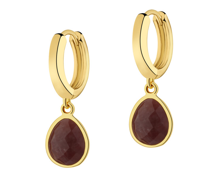 Kolczyki z mosiądzu pozłacane z agatami