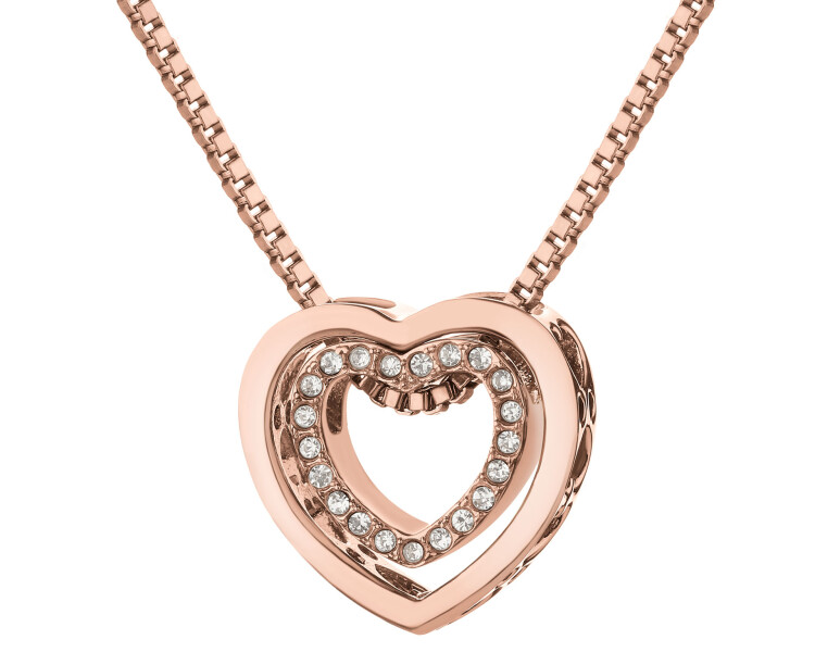 Naszyjnik ze stali szlachetnej z kryształami - serce