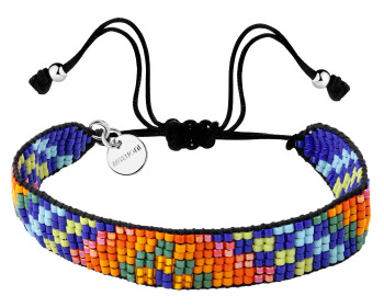 Bransoletka z elementami z mosiądzu pozłacanego i szklanymi koralikami