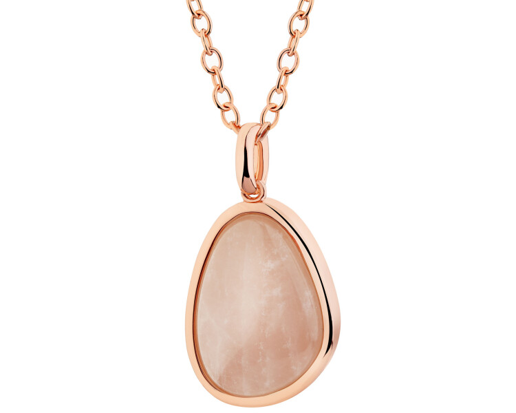 Naszyjnik z mosiądzu pozłacany z kwarcem