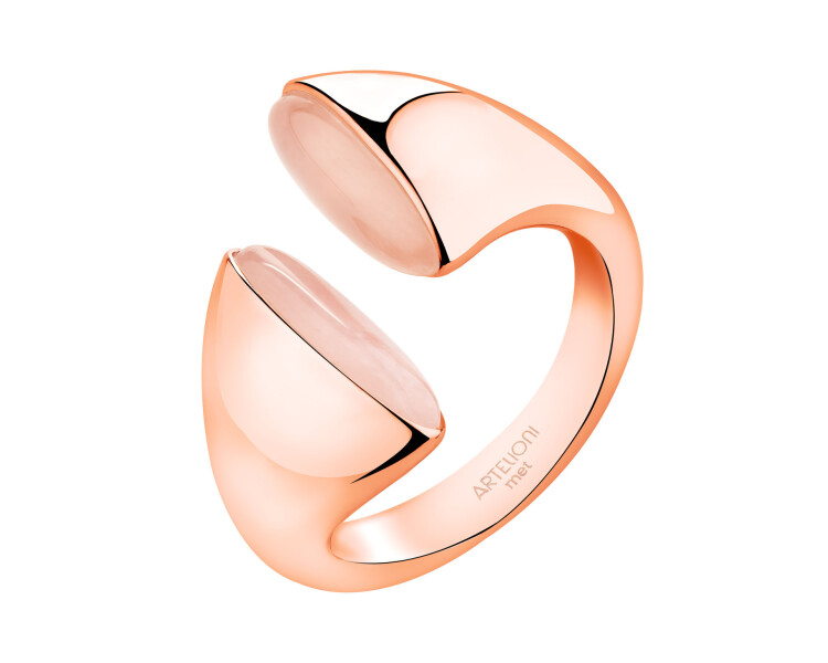 Pierścionek z mosiądzu pozłacany z kwarcami