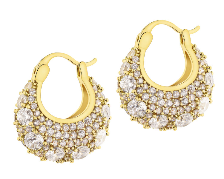 Kolczyki z mosiądzu pozłacane z cyrkoniami