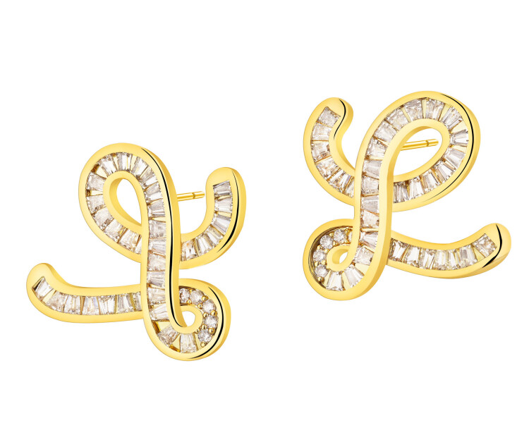 Kolczyki z mosiądzu pozłacane z cyrkoniami