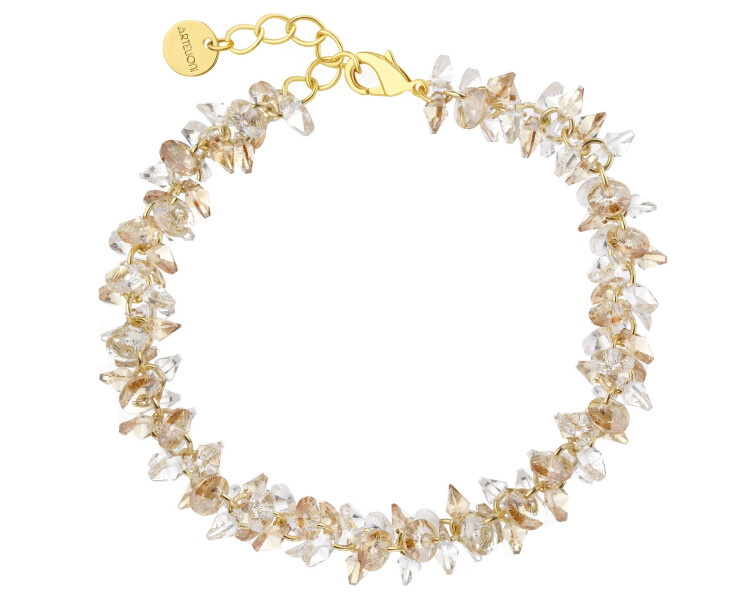 Bransoletka z mosiądzu pozłacana ze szklanymi detalami