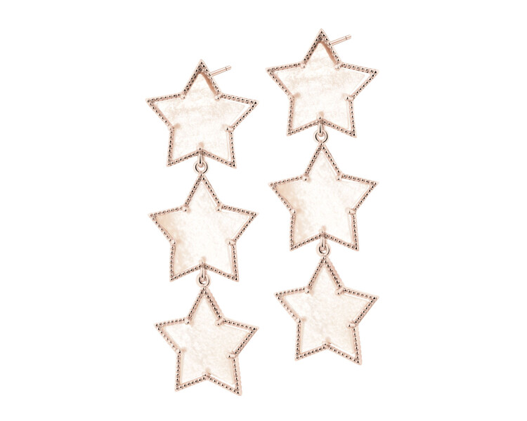 Kolczyki z mosiądzu pozłacane z kalcytami - gwiazdy