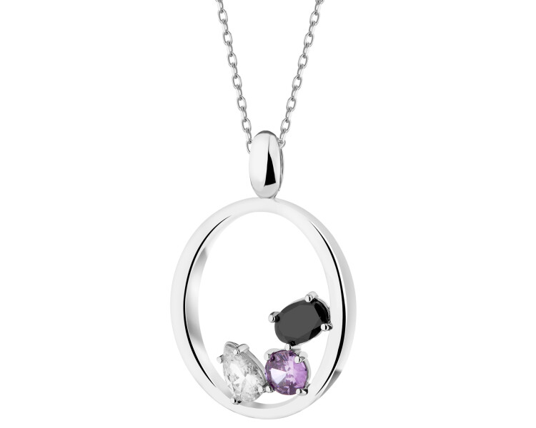 Naszyjnik z mosiądzu rodowany z cyrkoniami