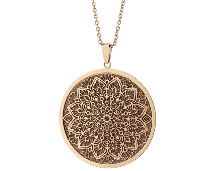 Naszyjnik ze stali szlachetnej z brokatem - rozeta