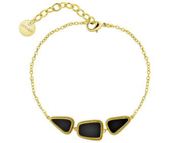 Bransoletka z mosiądzu pozłacana z agatami