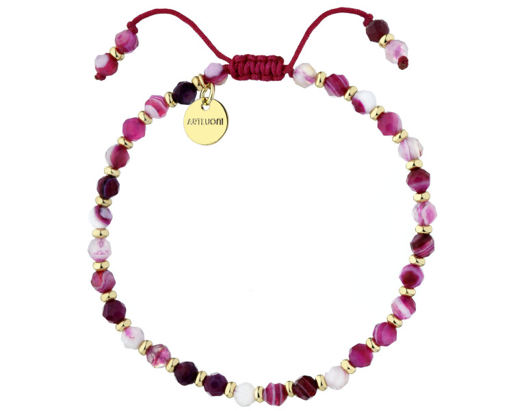 Bransoletka z mosiądzu pozłacana z agatami