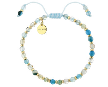 Bransoletka z mosiądzu pozłacana z agatami