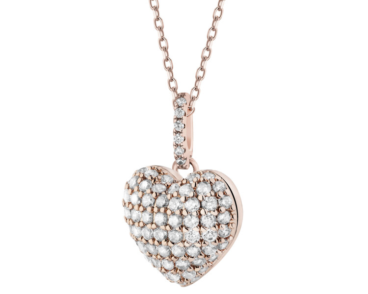 Naszyjnik z mosiądzu pozłacany z cyrkoniami - serce