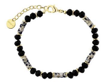 Bransoletka z mosiądzu pozłacana z agatami i jaspisami