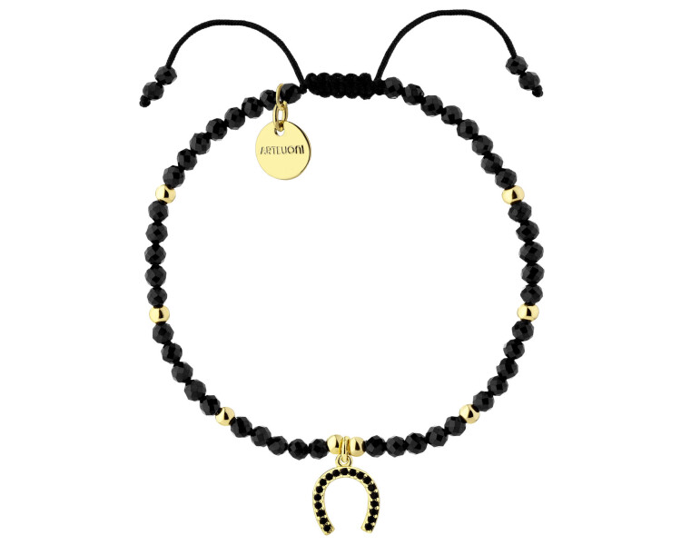 Bransoletka z mosiądzu pozłacana ze spinelami i cyrkoniami - podkowa