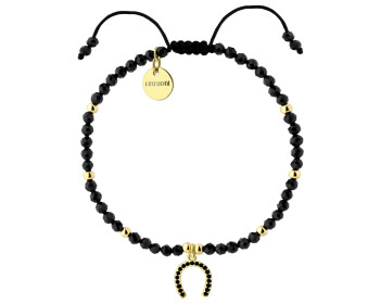 Bransoletka z mosiądzu pozłacana ze spinelami i cyrkoniami - podkowa