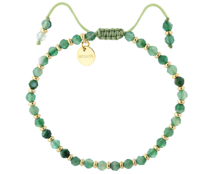 Bransoletka z mosiądzu pozłacana z agatami