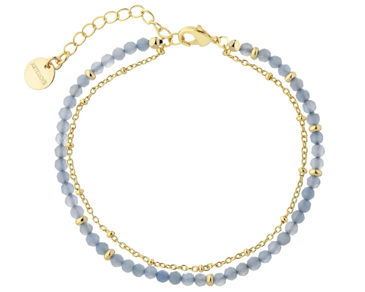 Bransoletka z mosiądzu pozłacana z agatami