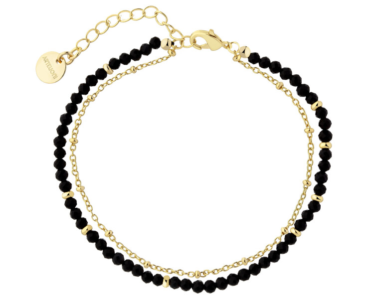 Bransoletka z mosiądzu pozłacana z agatami