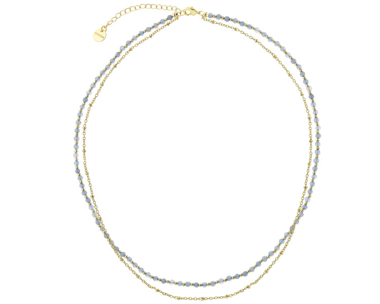 Naszyjnik z mosiądzu pozłacany z agatami