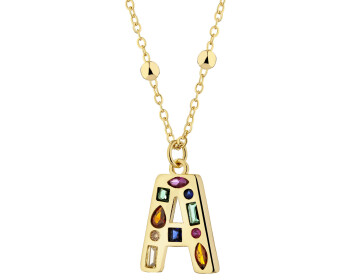 Naszyjnik z mosiądzu pozłacany z cyrkoniami - litera A