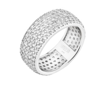 Pierścionek z mosiądzu rodowany z cyrkoniami