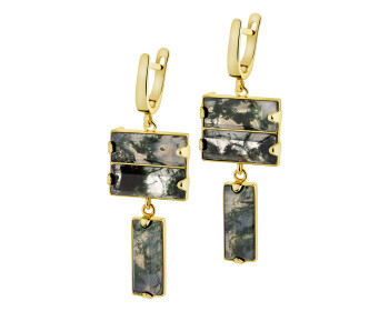 Kolczyki z mosiądzu pozłacane z agatami