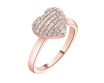 Pierścionek z mosiądzu pozłacany z cyrkoniami - serce