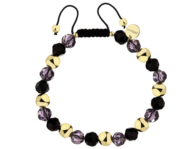 Bransoletka z mosiądzu pozłacana ze szklanymi detalami