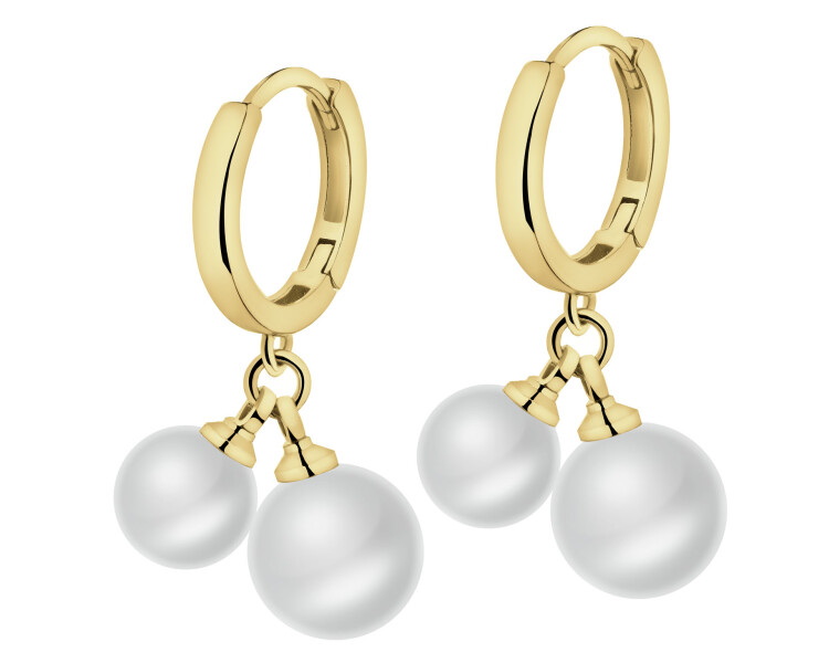 Kolczyki z mosiądzu pozłacane z muszlą