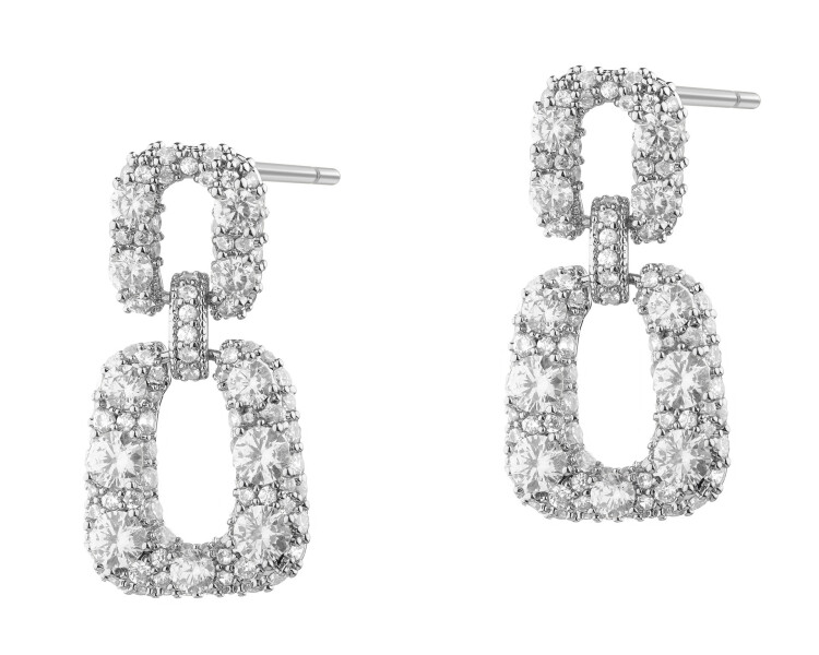 Kolczyki z mosiądzu rodowane z cyrkoniami