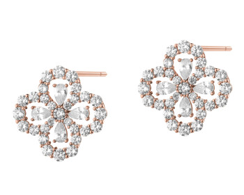 Kolczyki z mosiądzu pozłacane z cyrkoniami - kwiaty