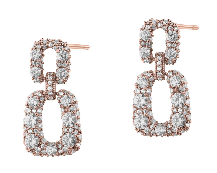 Kolczyki z mosiądzu pozłacane z cyrkoniami