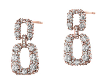 Kolczyki z mosiądzu pozłacane z cyrkoniami