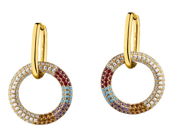 Kolczyki z mosiądzu pozłacane z cyrkoniami - koła