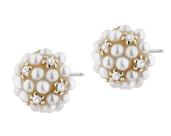 Kolczyki z mosiądzu pozłacane z cyrkoniami i perłami