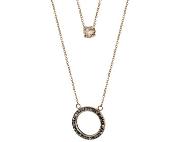 Naszyjnik ze stali szlachetnej z markasytami i kryształem