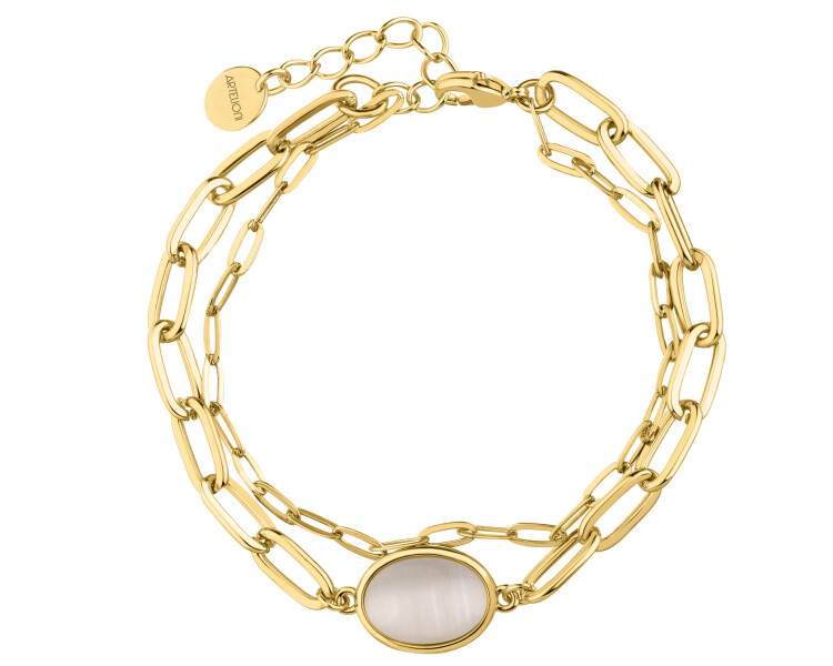 Bransoletka z mosiądzu pozłacana z kocim okiem