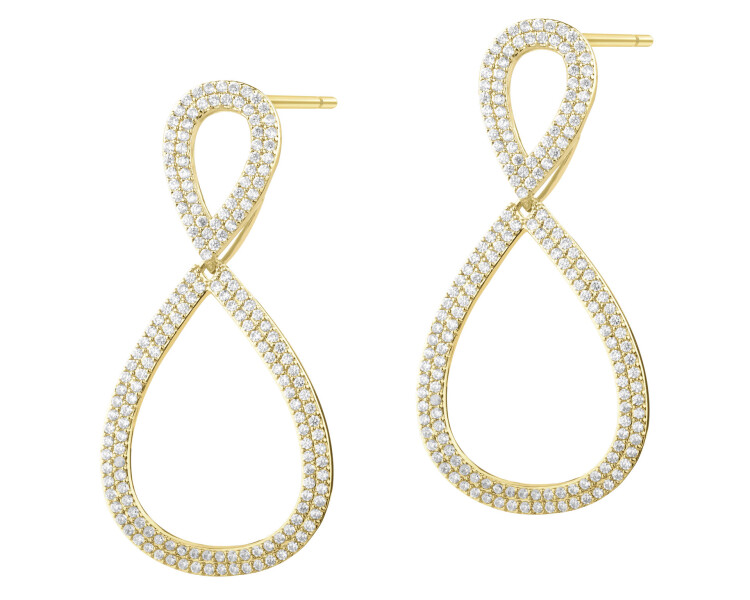 Kolczyki z mosiądzu pozłacane z cyrkoniami