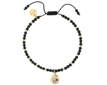 Bransoletka z mosiądzu pozłacana z turmalinami i cyrkoniami