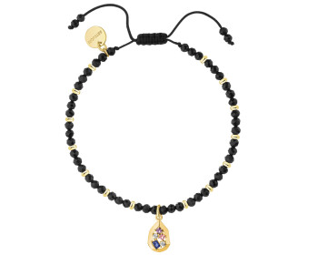 Bransoletka z mosiądzu pozłacana z turmalinami i cyrkoniami