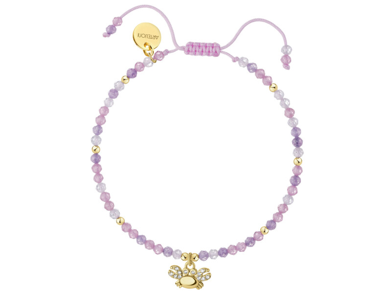 Bransoletka z mosiądzu pozłacana z cyrkoniami - krab