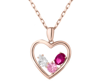 Naszyjnik z mosiądzu pozłacany z cyrkoniami - serce