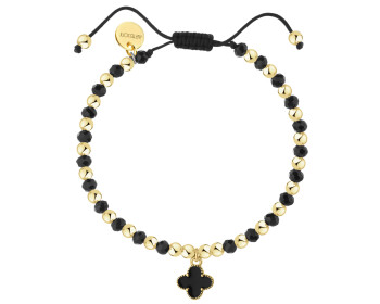 Bransoletka z mosiądzu pozłacana ze szklanymi detalami i emalią