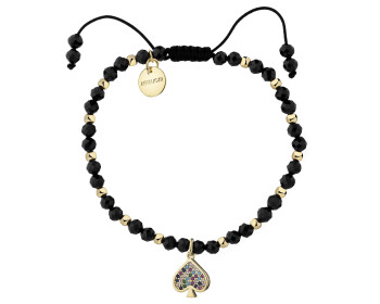 Bransoletka z mosiądzu pozłacana ze spinelami i cyrkoniami - serce pik