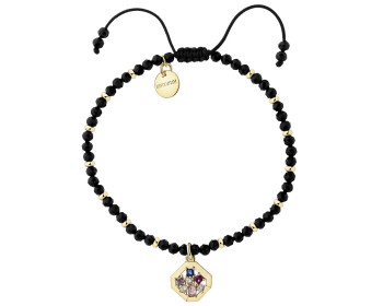 Bransoletka z mosiądzu pozłacana z turmalinami i cyrkoniami