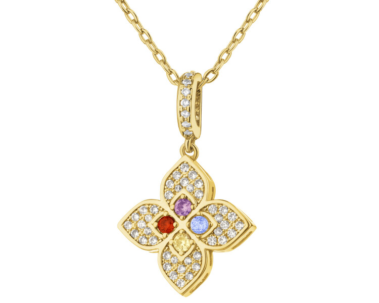 Naszyjnik z mosiądzu pozłacany z cyrkoniami